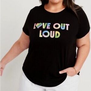 Women’s Old Navy “Love Out Loud” Graphic Logo Black Multi T-Shirt